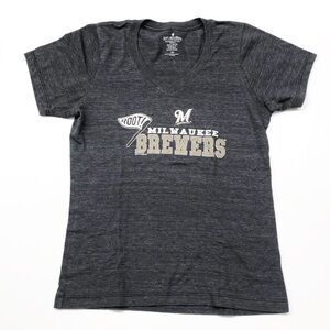 Milwaukee Brewers charcoal gray neck tshirt